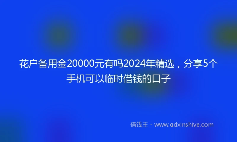 花户备用金20000元有吗2024年精选，分享5个手机可以临时借钱的口子