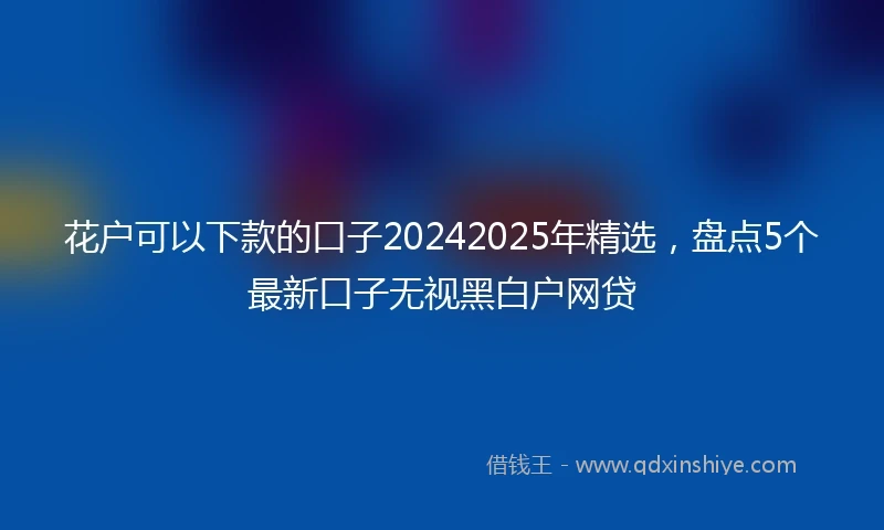 花户可以下款的口子20242025年精选，盘点5个最新口子无视黑白户网贷