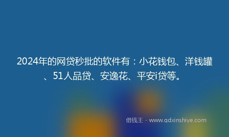 2024年的网贷秒批的软件有：小花钱包、洋钱罐、51人品贷、安逸花、平安i贷等。