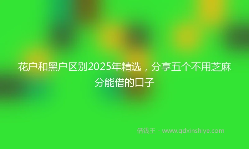 花户和黑户区别2025年精选，分享五个不用芝麻分能借的口子