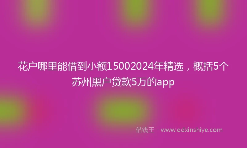 花户哪里能借到小额15002024年精选，概括5个苏州黑户贷款5万的app