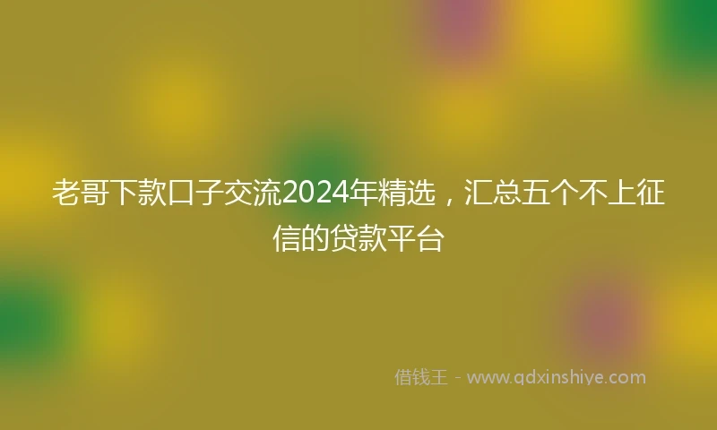 老哥下款口子交流2024年精选，汇总五个不上征信的贷款平台