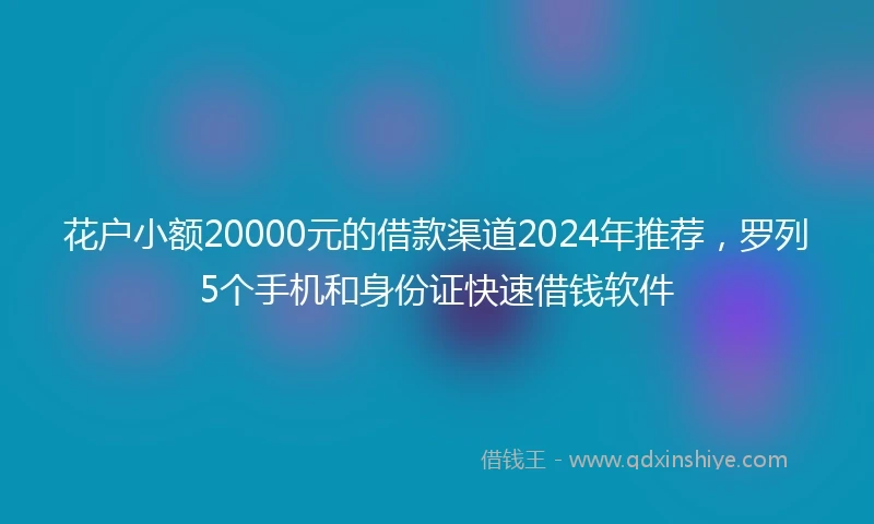 花户小额20000元的借款渠道2024年推荐，罗列5个手机和身份证快速借钱软件