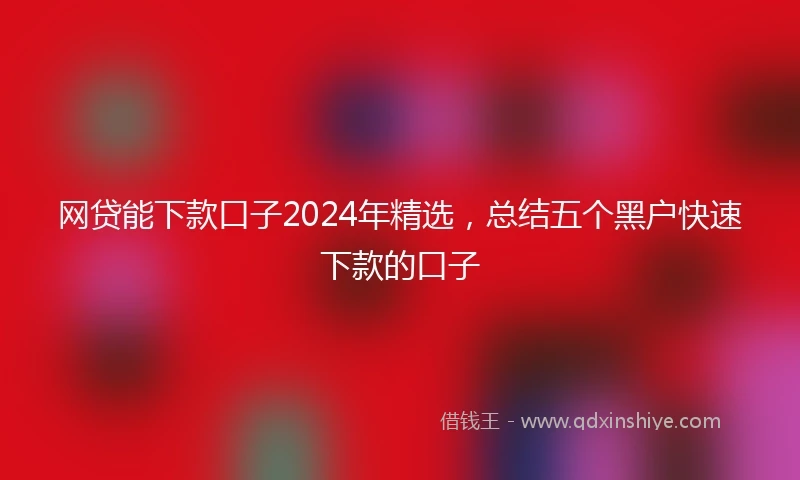 网贷能下款口子2024年精选,总结五个黑户快速下款的口子