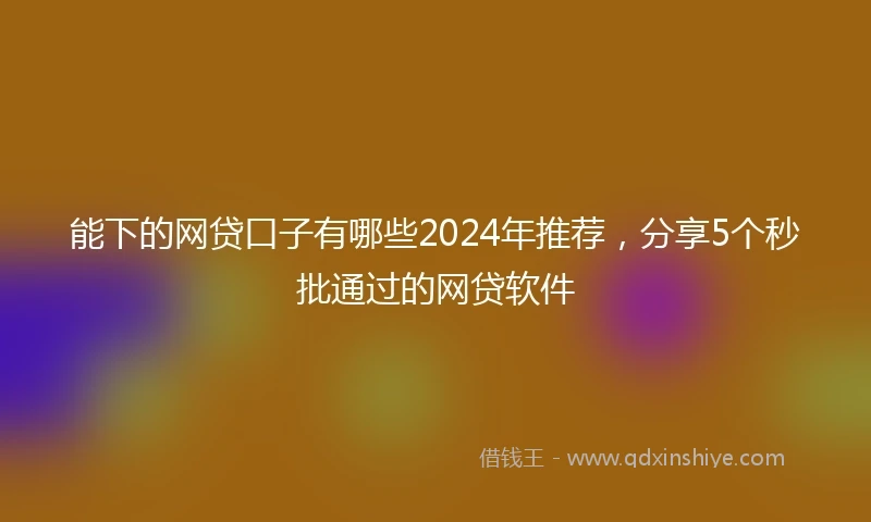 能下的网贷口子有哪些2024年推荐，分享5个秒批通过的网贷软件