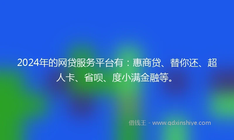 2024年的网贷服务平台有：惠商贷、替你还、超人卡、省呗、度小满金融等。