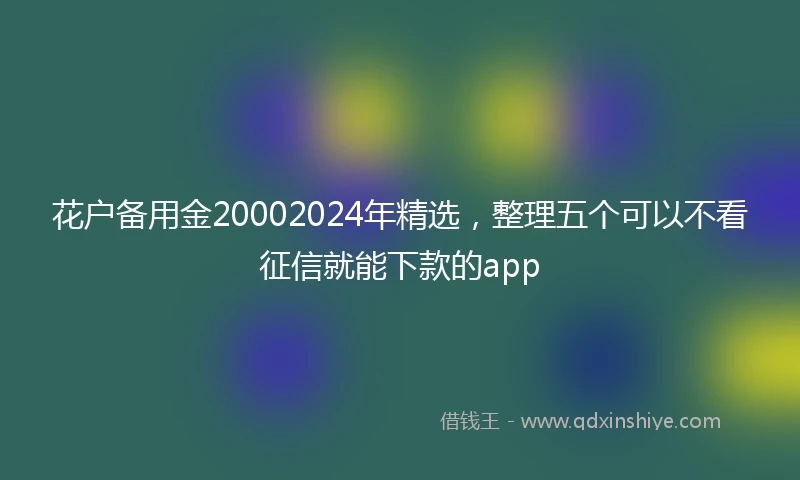 花户备用金20002024年精选，整理五个可以不看征信就能下款的app