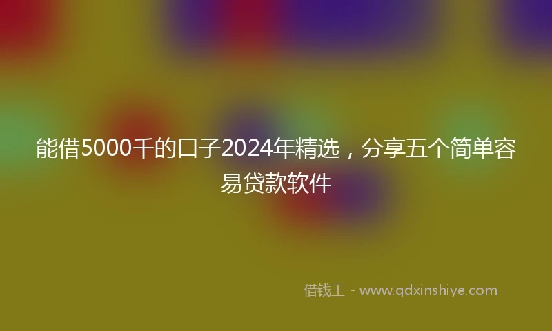 能借5000千的口子2024年精选，分享五个简单容易贷款软件