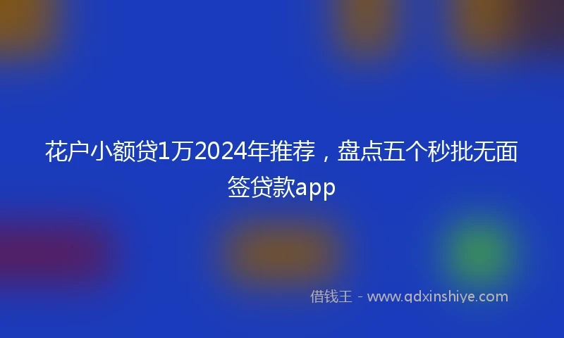 花户小额贷1万2024年推荐，盘点五个秒批无面签贷款app