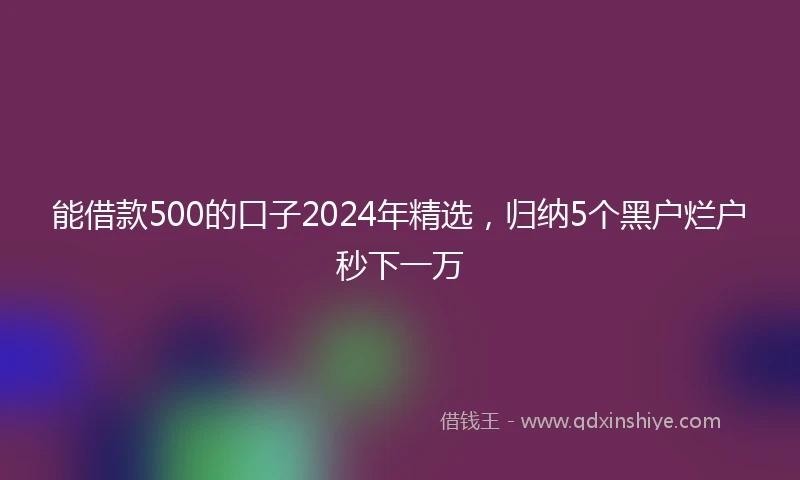 能借款500的口子2024年精选，归纳5个黑户烂户秒下一万