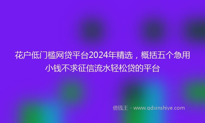 花户低门槛网贷平台2024年精选，概括五个急用小钱不求征信流水轻松贷的平台