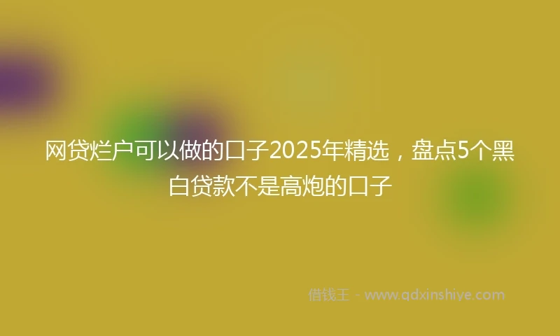 网贷烂户可以做的口子2025年精选,盘点5个黑白贷款不是高炮的口子