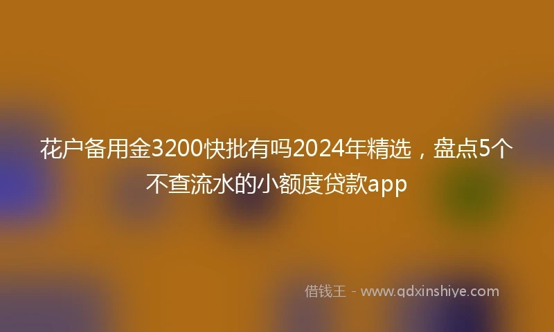 花户备用金3200快批有吗2024年精选，盘点5个不查流水的小额度贷款app