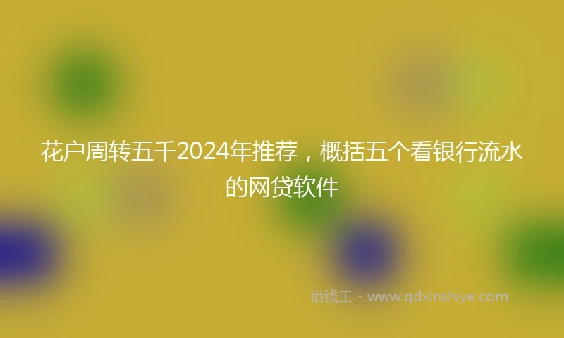 花户周转五千2024年推荐，概括五个看银行流水的网贷软件