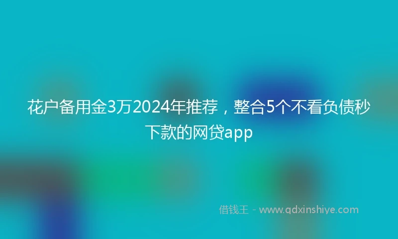 花户备用金3万2024年推荐，整合5个不看负债秒下款的网贷app
