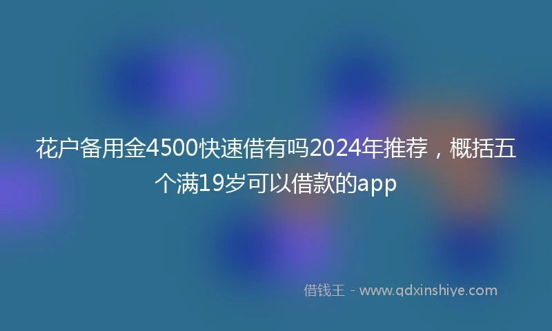 花户备用金4500快速借有吗2024年推荐，概括五个满19岁可以借款的app