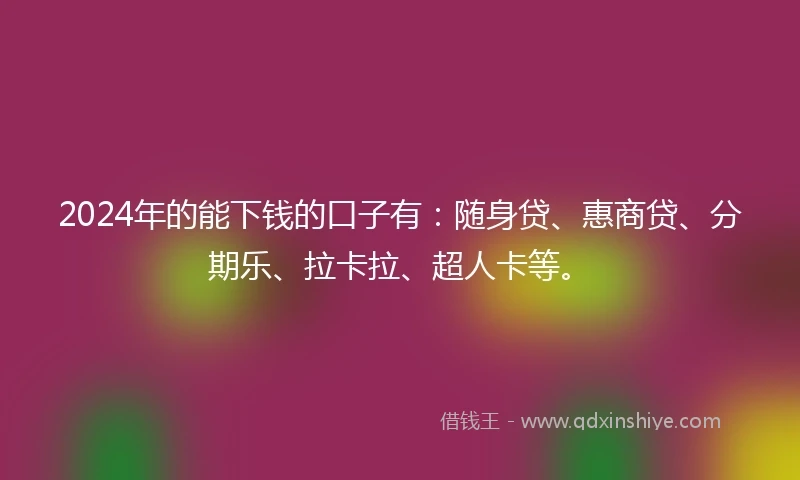 2024年的能下钱的口子有：随身贷、惠商贷、分期乐、拉卡拉、超人卡等。