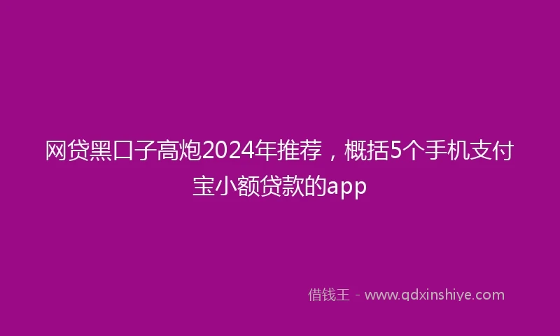 网贷黑口子高炮2024年推荐，概括5个手机支付宝小额贷款的app