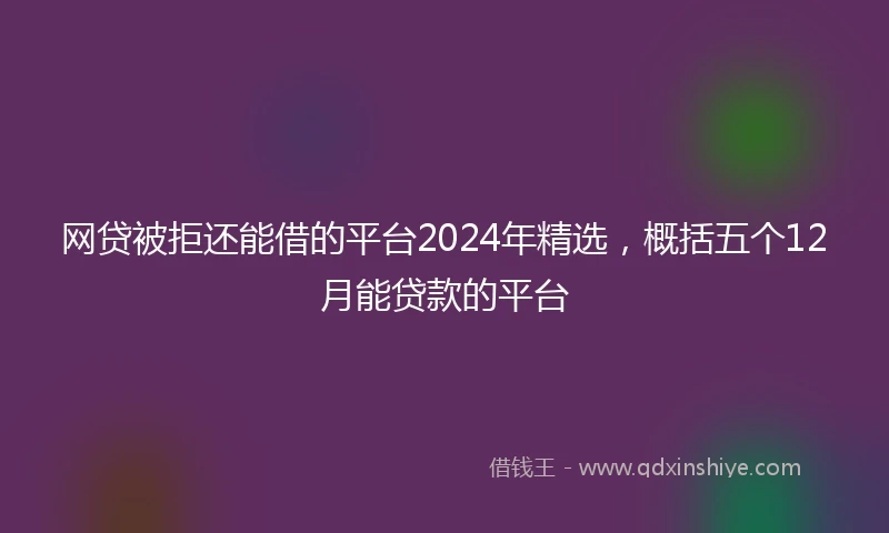 网贷被拒还能借的平台2024年精选，概括五个12月能贷款的平台