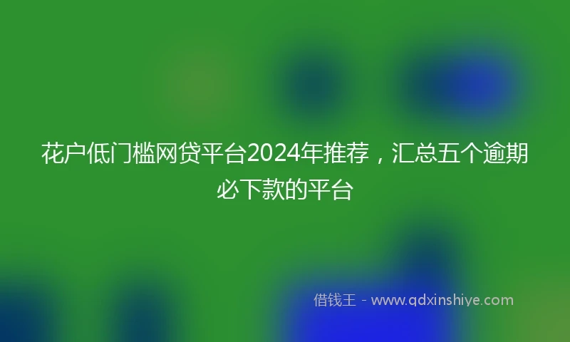 花户低门槛网贷平台2024年推荐，汇总五个逾期必下款的平台