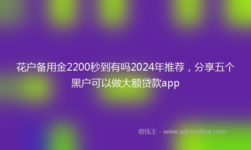 花户备用金2200秒到有吗2024年推荐，分享五个黑户可以做大额贷款app