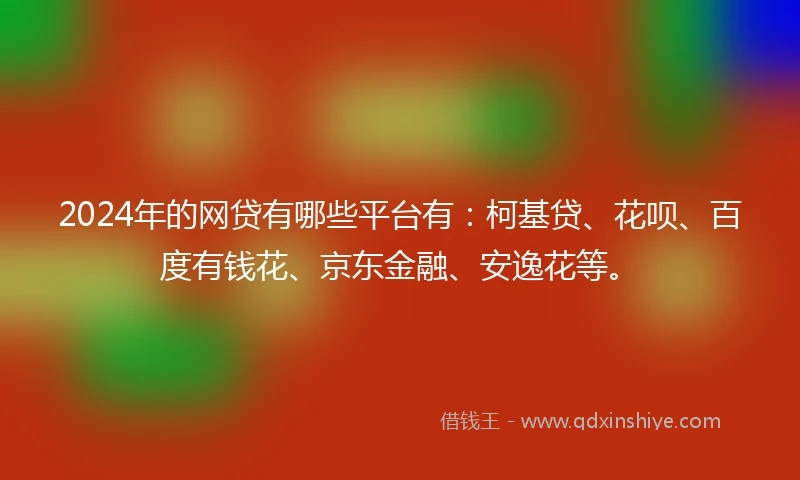 2024年的网贷有哪些平台有：柯基贷、花呗、百度有钱花、京东金融、安逸花等。