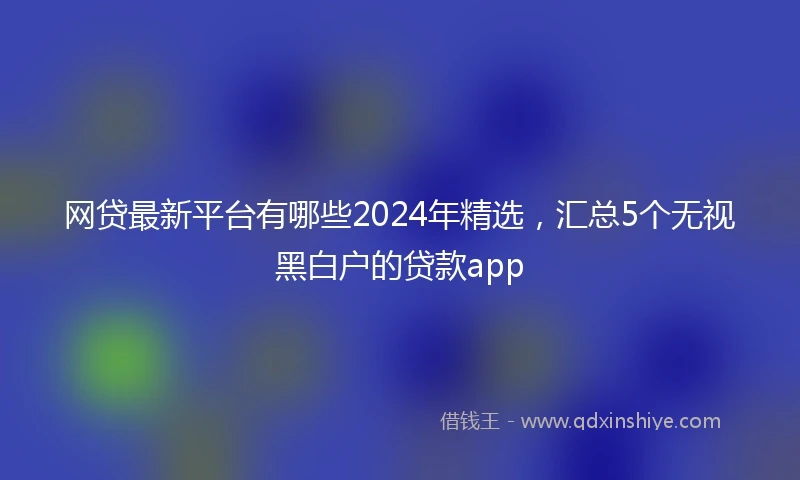 网贷最新平台有哪些2024年精选，汇总5个无视黑白户的贷款app