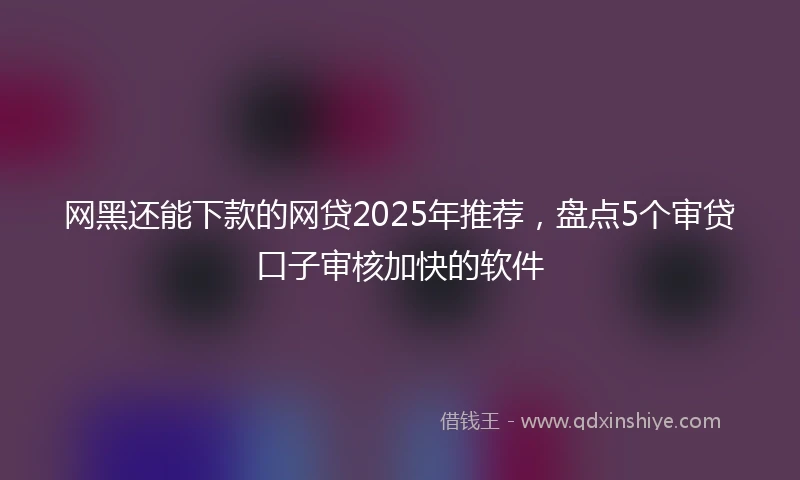 网黑还能下款的网贷2025年推荐，盘点5个审贷口子审核加快的软件
