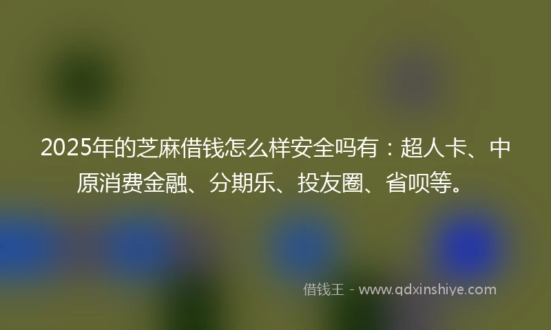 2025年的芝麻借钱怎么样安全吗有：超人卡、中原消费金融、分期乐、投友圈、省呗等。