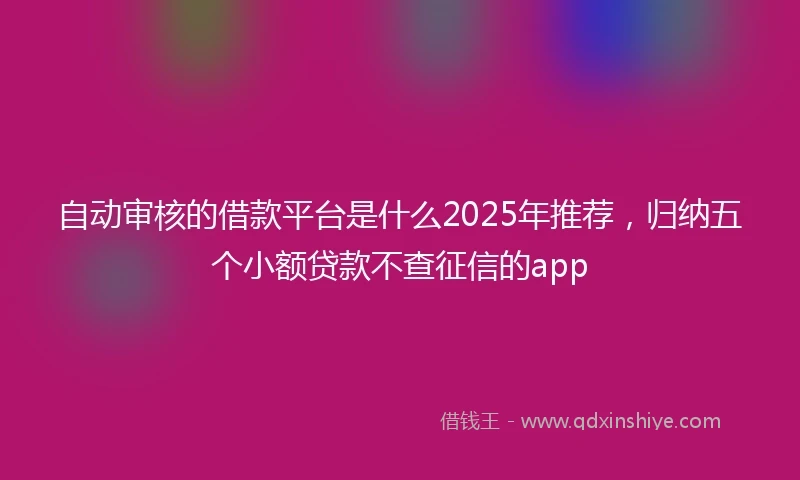 自动审核的借款平台是什么2025年推荐，归纳五个小额贷款不查征信的app