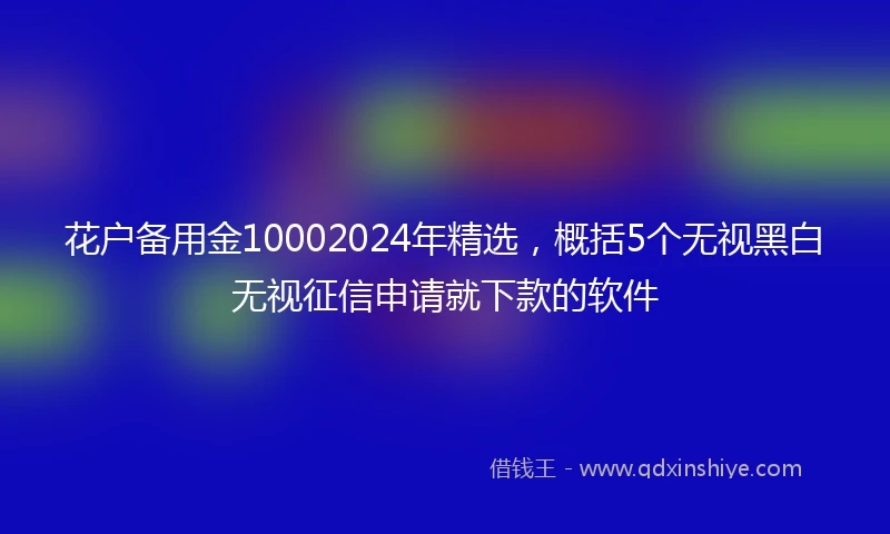 花户备用金10002024年精选，概括5个无视黑白无视征信申请就下款的软件