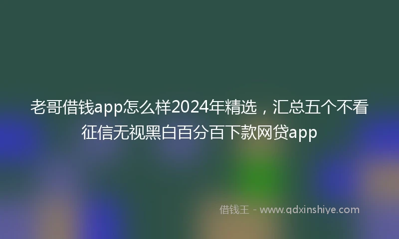 老哥借钱app怎么样2024年精选，汇总五个不看征信无视黑白百分百下款网贷app