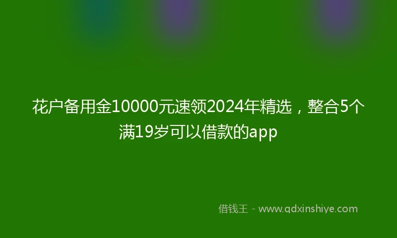 花户备用金10000元速领2024年精选，整合5个满19岁可以借款的app