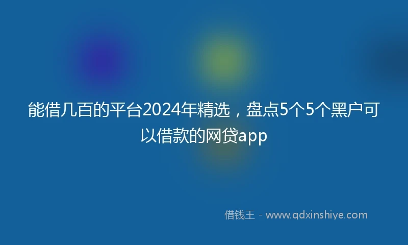 能借几百的平台2024年精选，盘点5个5个黑户可以借款的网贷app