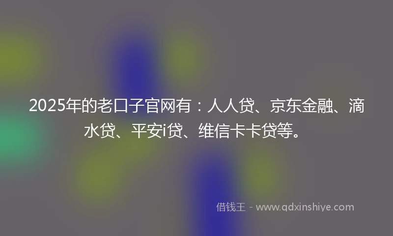 2025年的老口子官网有：人人贷、京东金融、滴水贷、平安i贷、维信卡卡贷等。