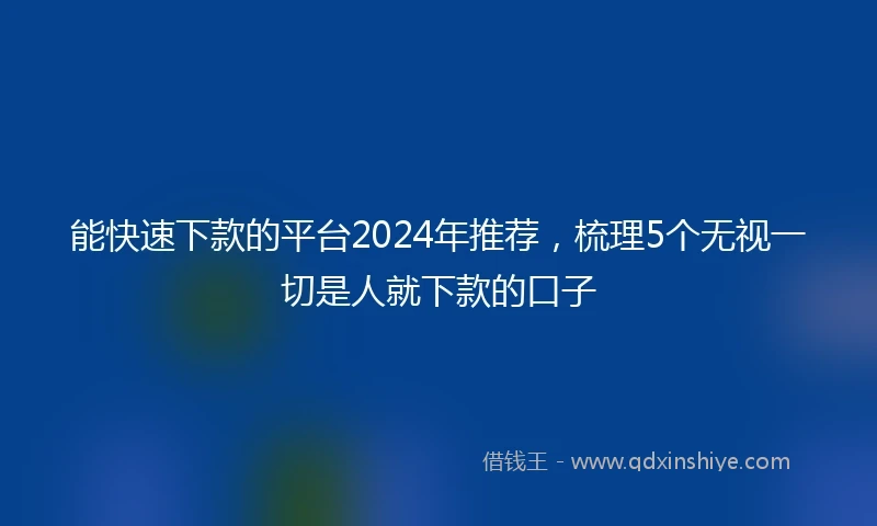 能快速下款的平台2024年推荐，梳理5个无视一切是人就下款的口子