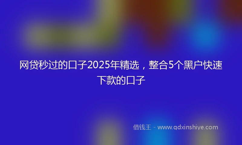 网贷秒过的口子2025年精选，整合5个黑户快速下款的口子