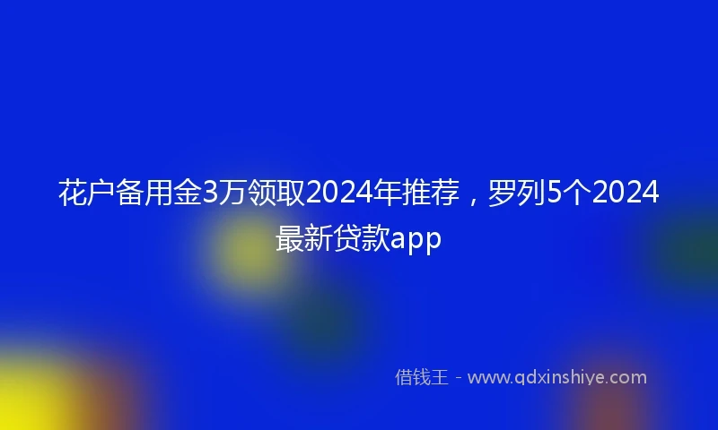 花户备用金3万领取2024年推荐，罗列5个2024最新贷款app
