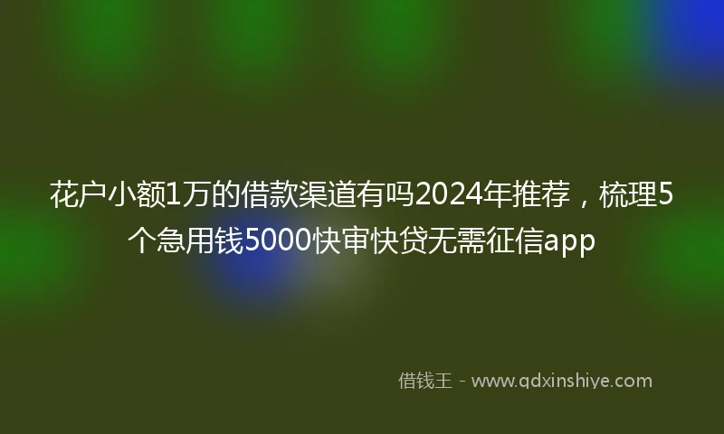 花户小额1万的借款渠道有吗2024年推荐，梳理5个急用钱5000快审快贷无需征信app