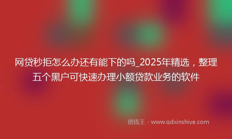 网贷秒拒怎么办还有能下的吗_2025年精选，整理五个黑户可快速办理小额贷款业务的软件