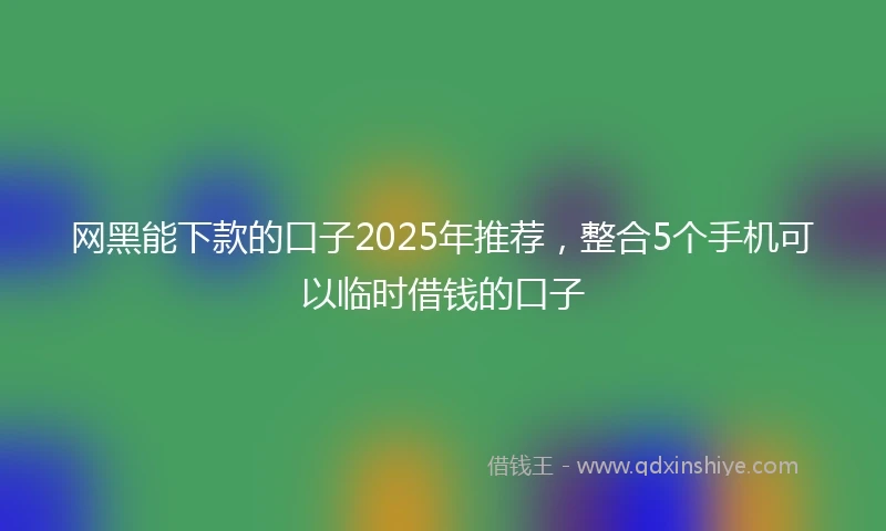 网黑能下款的口子2025年推荐，整合5个手机可以临时借钱的口子