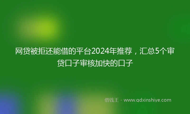 网贷被拒还能借的平台2024年推荐,汇总5个审贷口子审核加快的口子