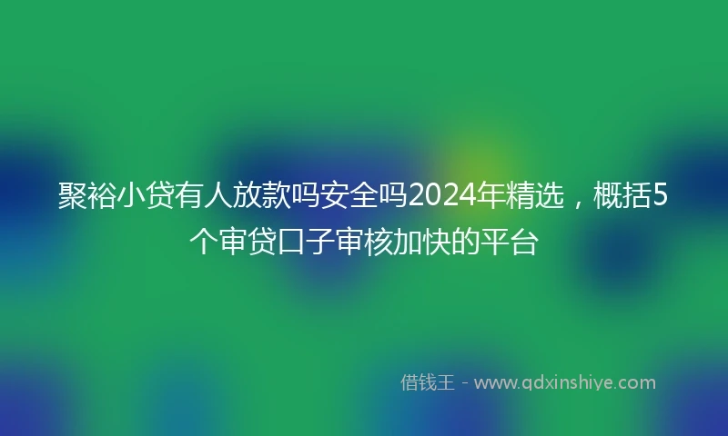聚裕小贷有人放款吗安全吗2024年精选，概括5个审贷口子审核加快的平台