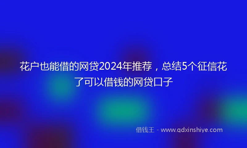 花户也能借的网贷2024年推荐，总结5个征信花了可以借钱的网贷口子