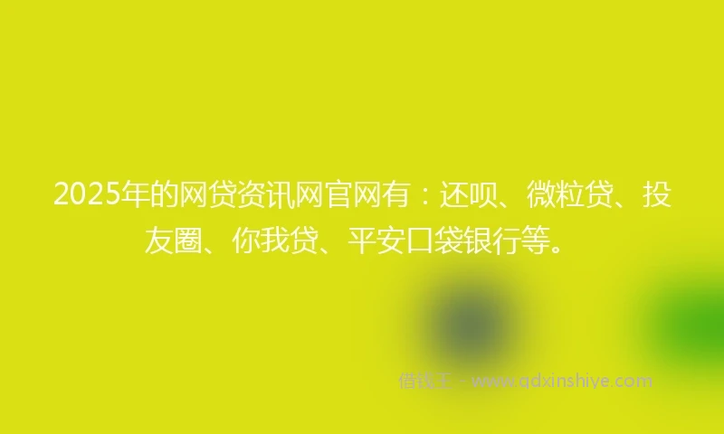 2025年的网贷资讯网官网有：还呗、微粒贷、投友圈、你我贷、平安口袋银行等。