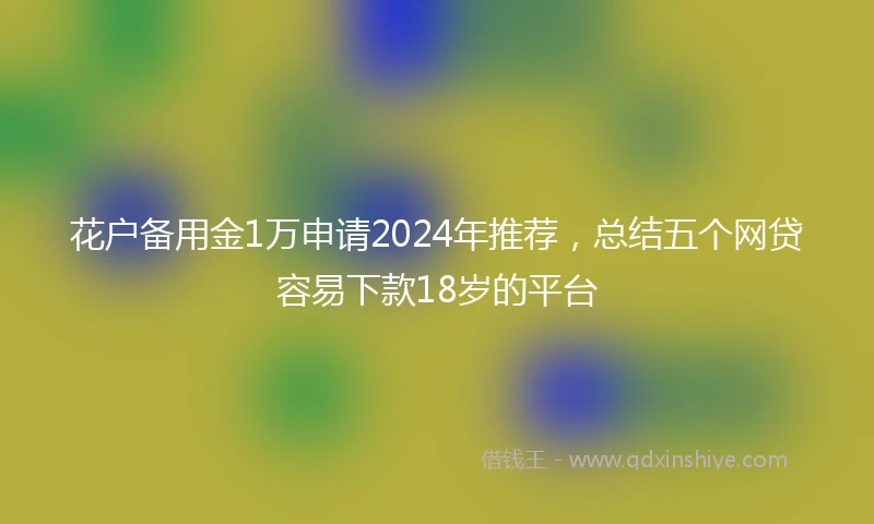 花户备用金1万申请2024年推荐，总结五个网贷容易下款18岁的平台