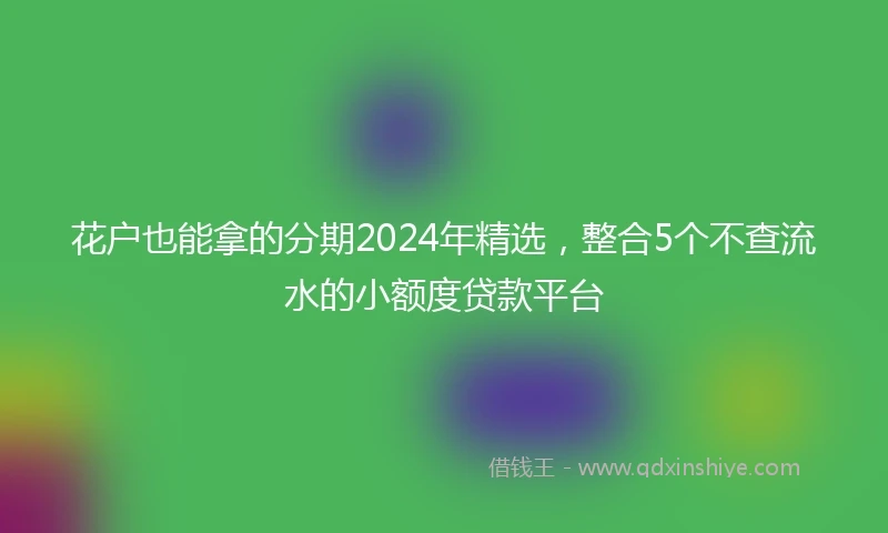 花户也能拿的分期2024年精选，整合5个不查流水的小额度贷款平台
