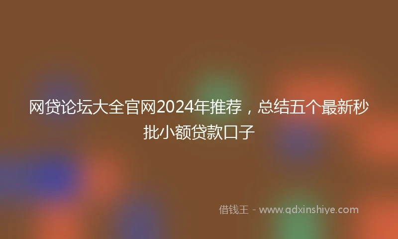 网贷论坛大全官网2024年推荐，总结五个最新秒批小额贷款口子