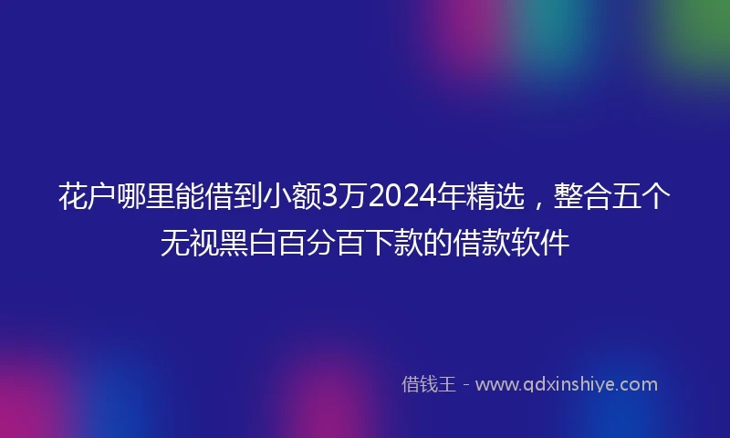 花户哪里能借到小额3万2024年精选,整合五个无视黑白百分百下款的借款软件