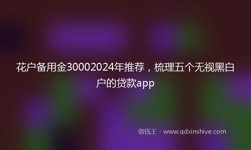花户备用金30002024年推荐，梳理五个无视黑白户的贷款app